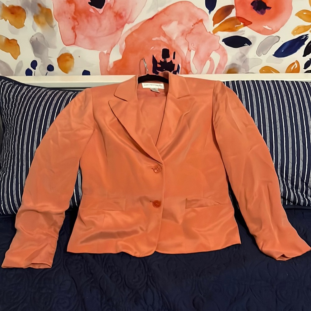 Jones New York Pink Silk Skirt Suit